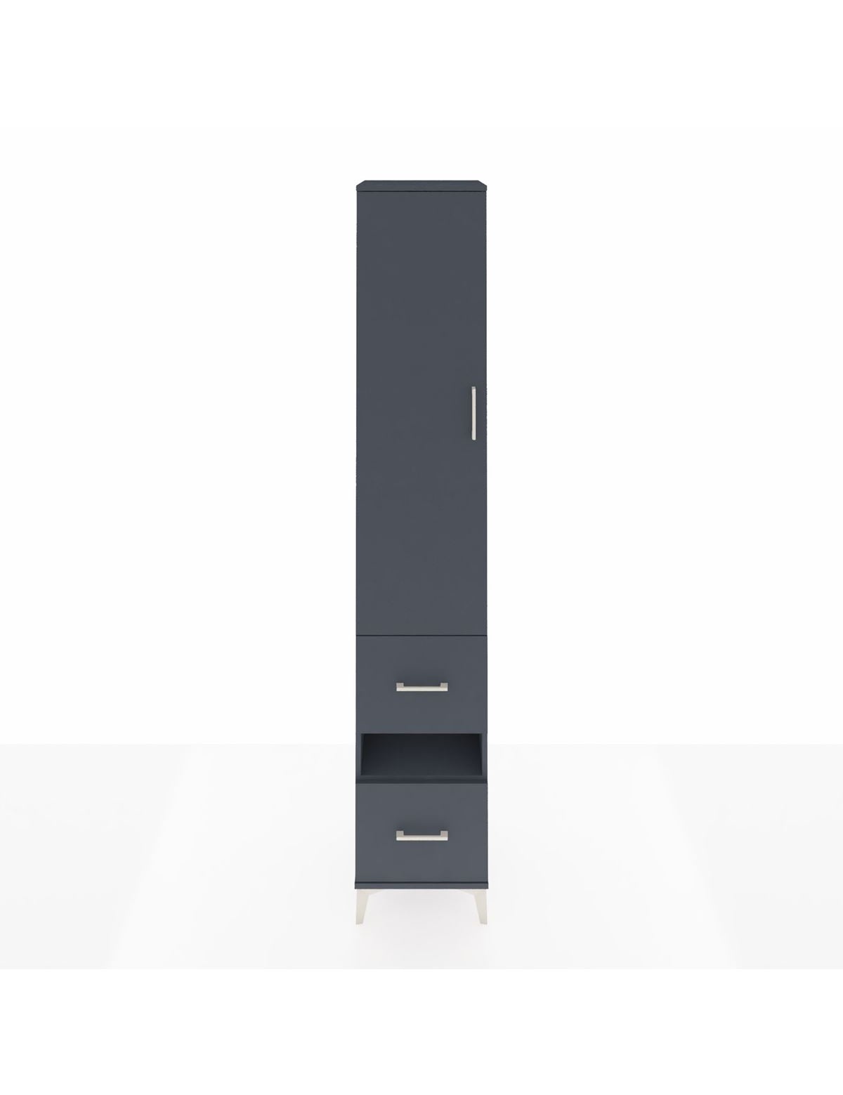 Hyperion Dolap 5 Raflı 2 Çekmeceli Tek Kapaklı 44x44x243 Antrasit-Antrasit