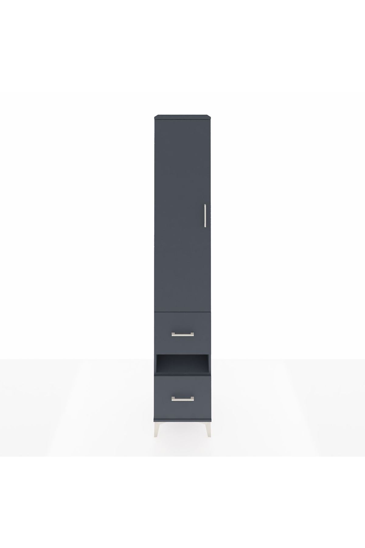 Hyperion Dolap 5 Raflı 2 Çekmeceli Tek Kapaklı 44x44x243 Antrasit-Antrasit