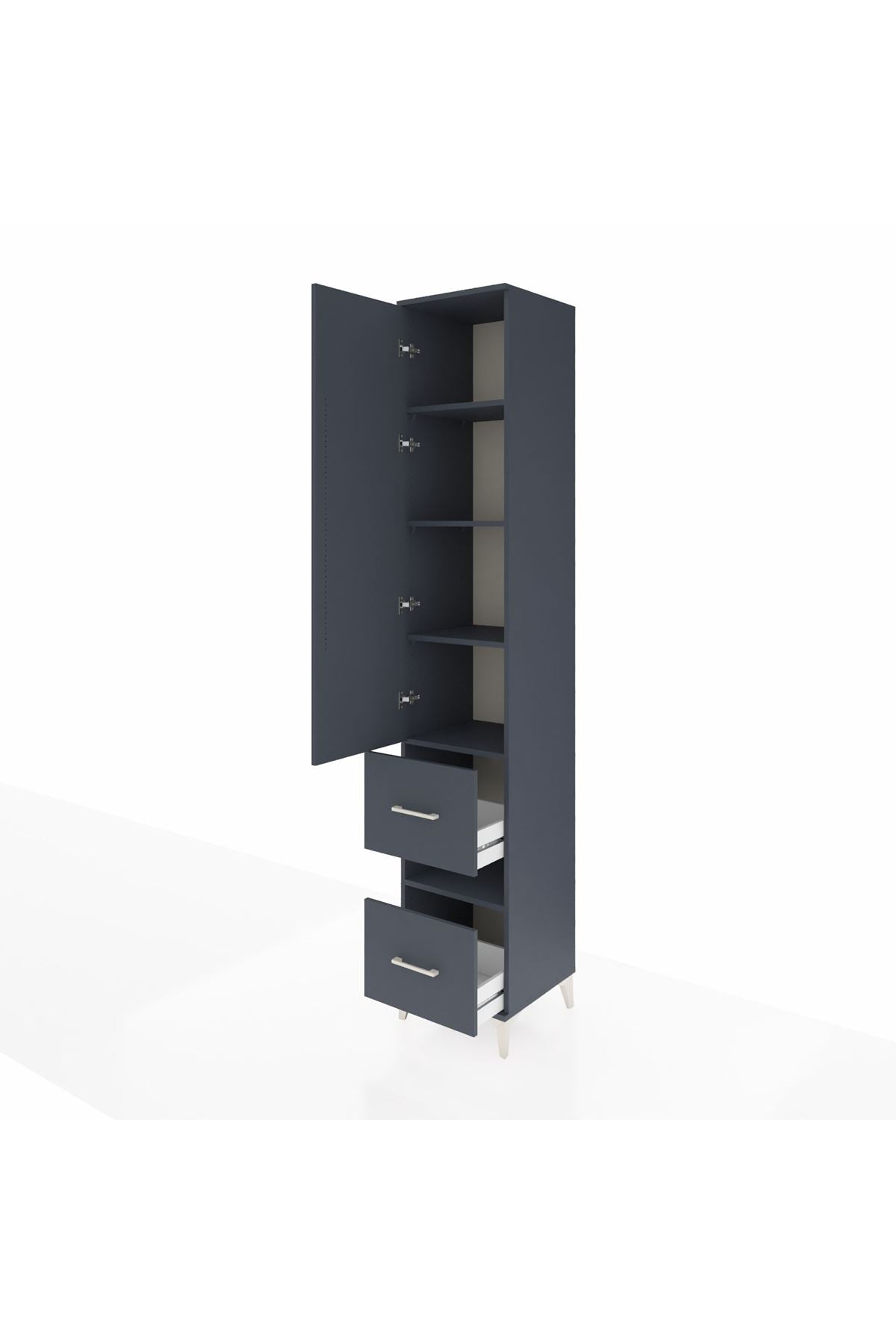 Hyperion Dolap 5 Raflı 2 Çekmeceli Tek Kapaklı 44x44x243 Antrasit-Antrasit
