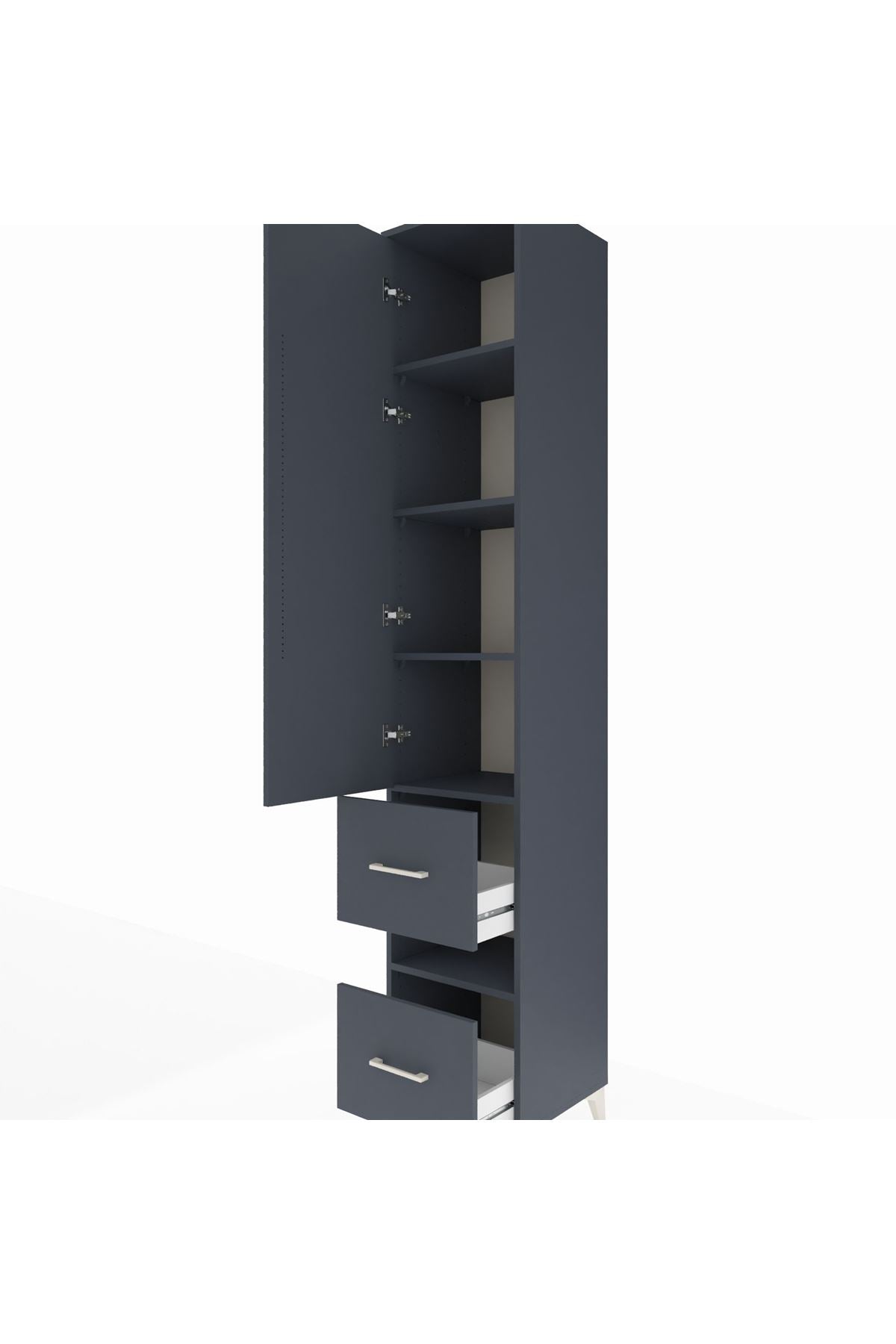 Hyperion Dolap 5 Raflı 2 Çekmeceli Tek Kapaklı 44x44x243 Antrasit-Antrasit