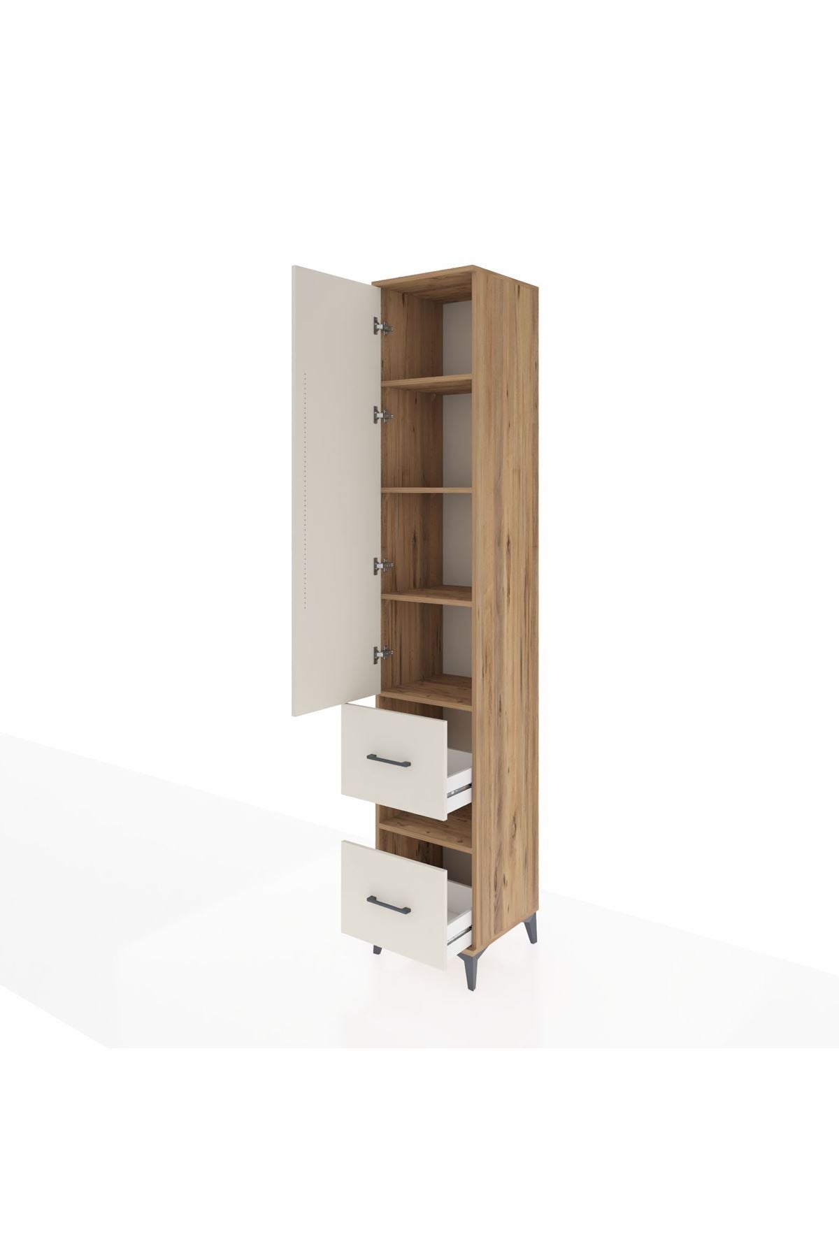 Hyperion Dolap 5 Raflı 2 Çekmeceli Tek Kapaklı 44x44x243 Çam-Aytaşı