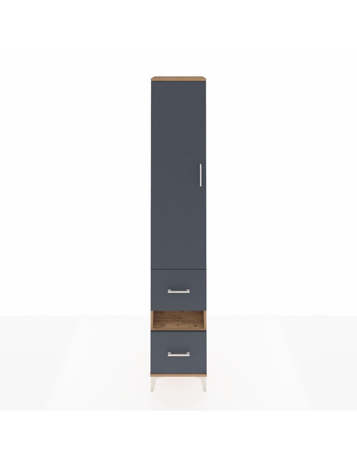 Hyperion Dolap 5 Raflı 2 Çekmeceli Tek Kapaklı 44x44x243 Çam-Antrasit