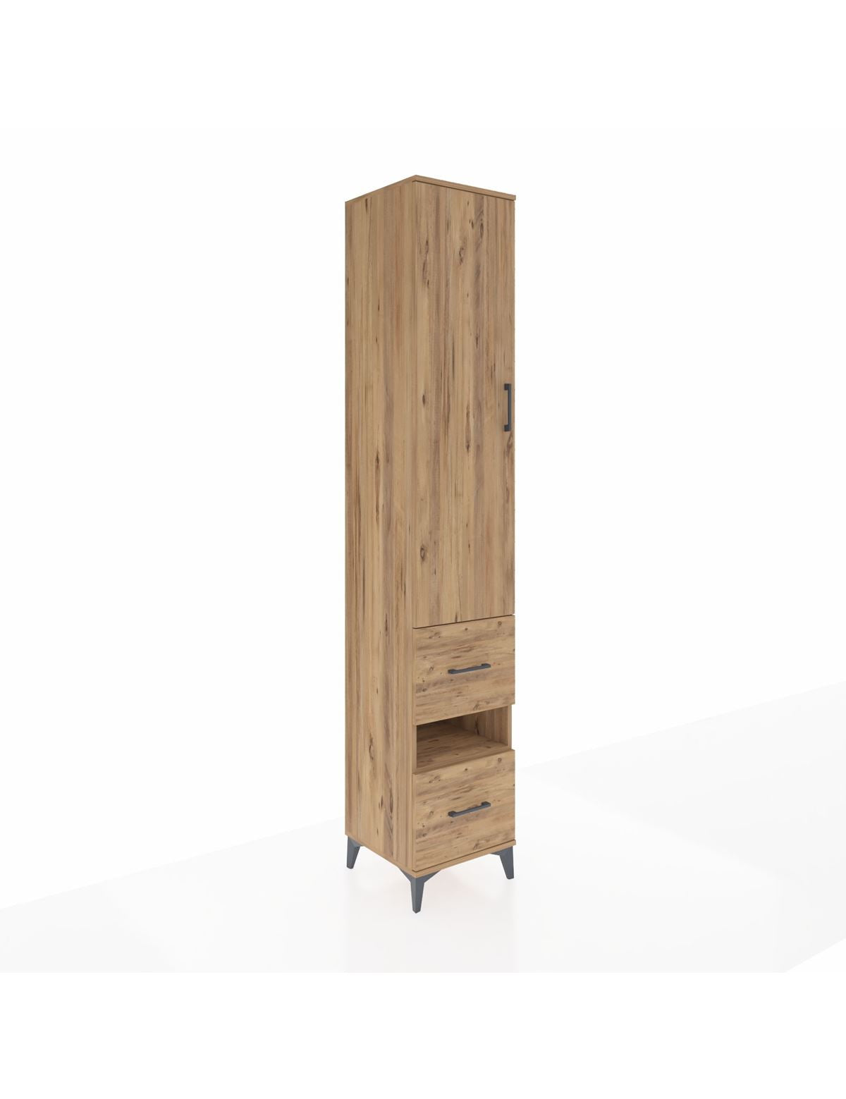 Hyperion Dolap 5 Raflı 2 Çekmeceli Tek Kapaklı 44x44x243 Çam-Çam