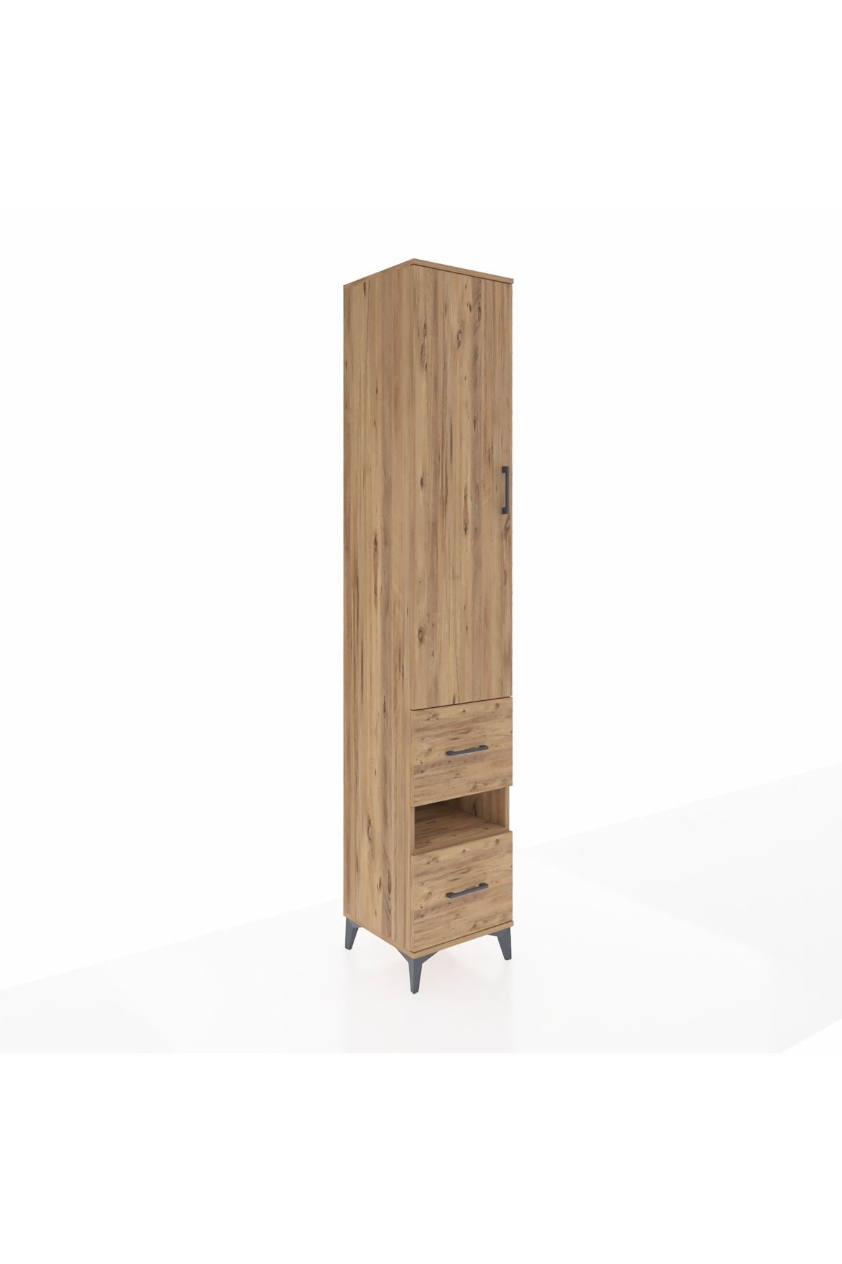 Hyperion Dolap 5 Raflı 2 Çekmeceli Tek Kapaklı 44x44x243 Çam-Çam