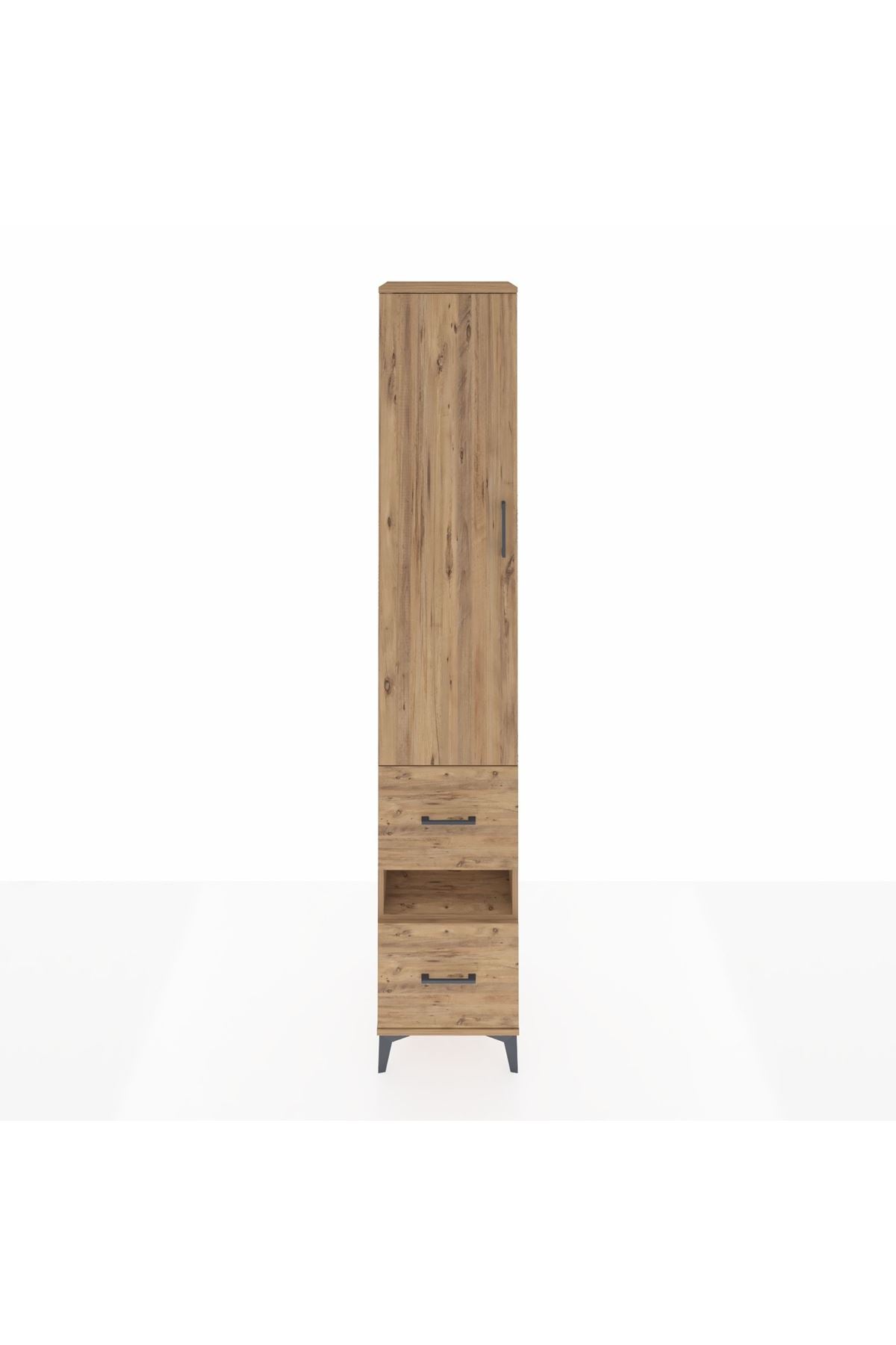 Hyperion Dolap 5 Raflı 2 Çekmeceli Tek Kapaklı 44x44x243 Çam-Çam