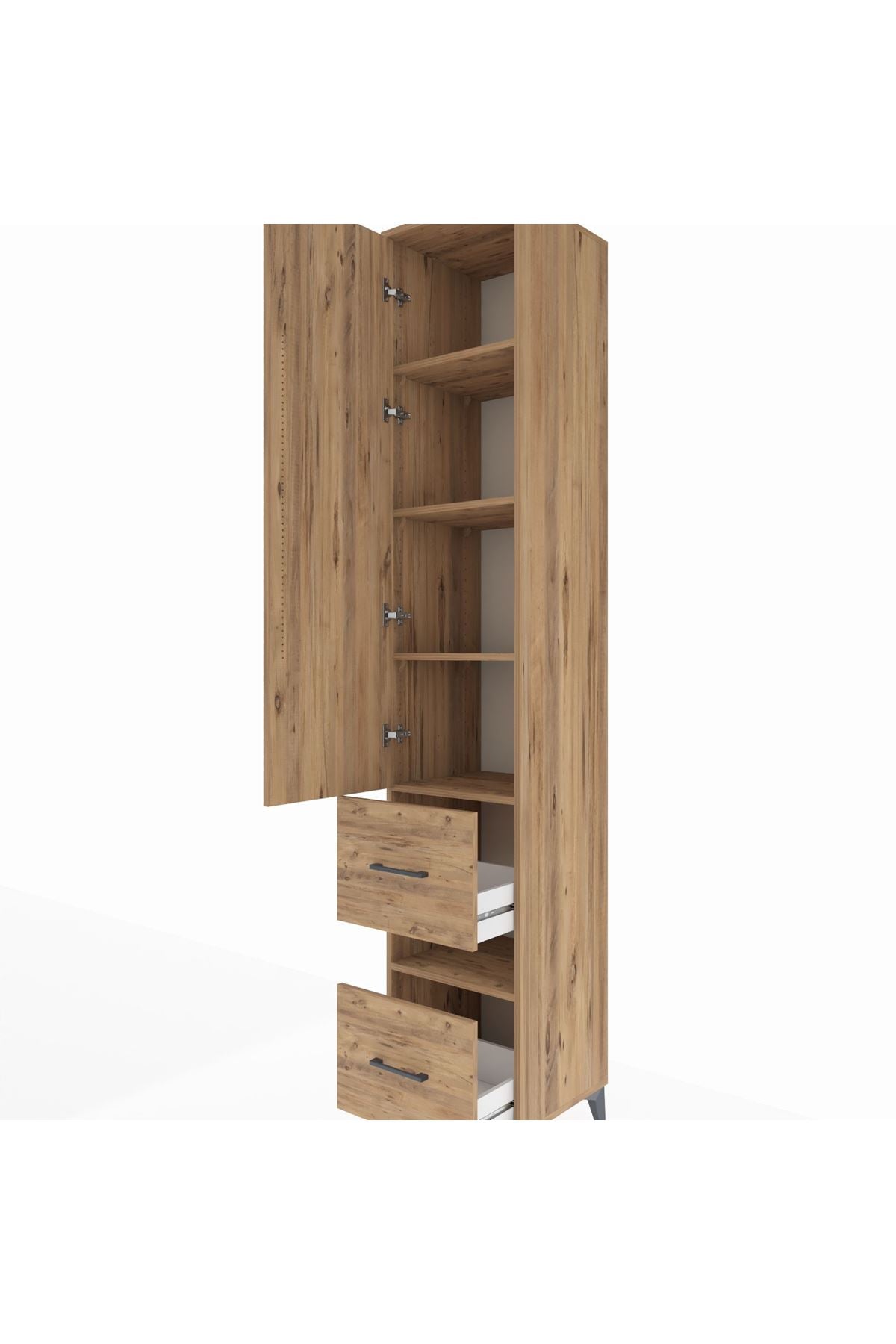 Hyperion Dolap 5 Raflı 2 Çekmeceli Tek Kapaklı 44x44x243 Çam-Çam