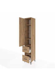 Hyperion Dolap 5 Raflı 2 Çekmeceli Tek Kapaklı 44x44x243 Çam-Çam