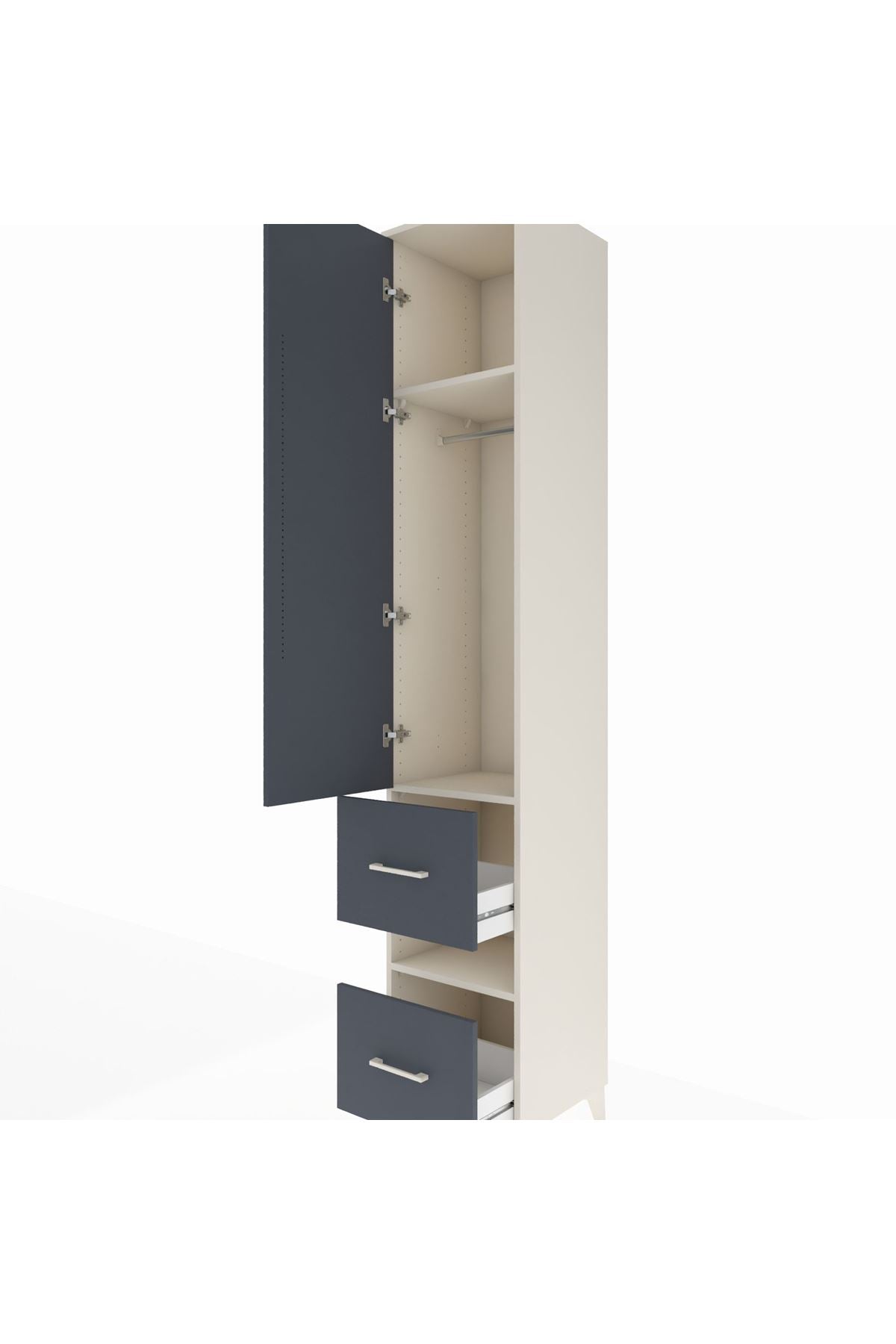 Hyperion Dolap 3 Raflı 2 Çekmeceli Tek Askılı 44x44x243 Aytaşı-Antrasit