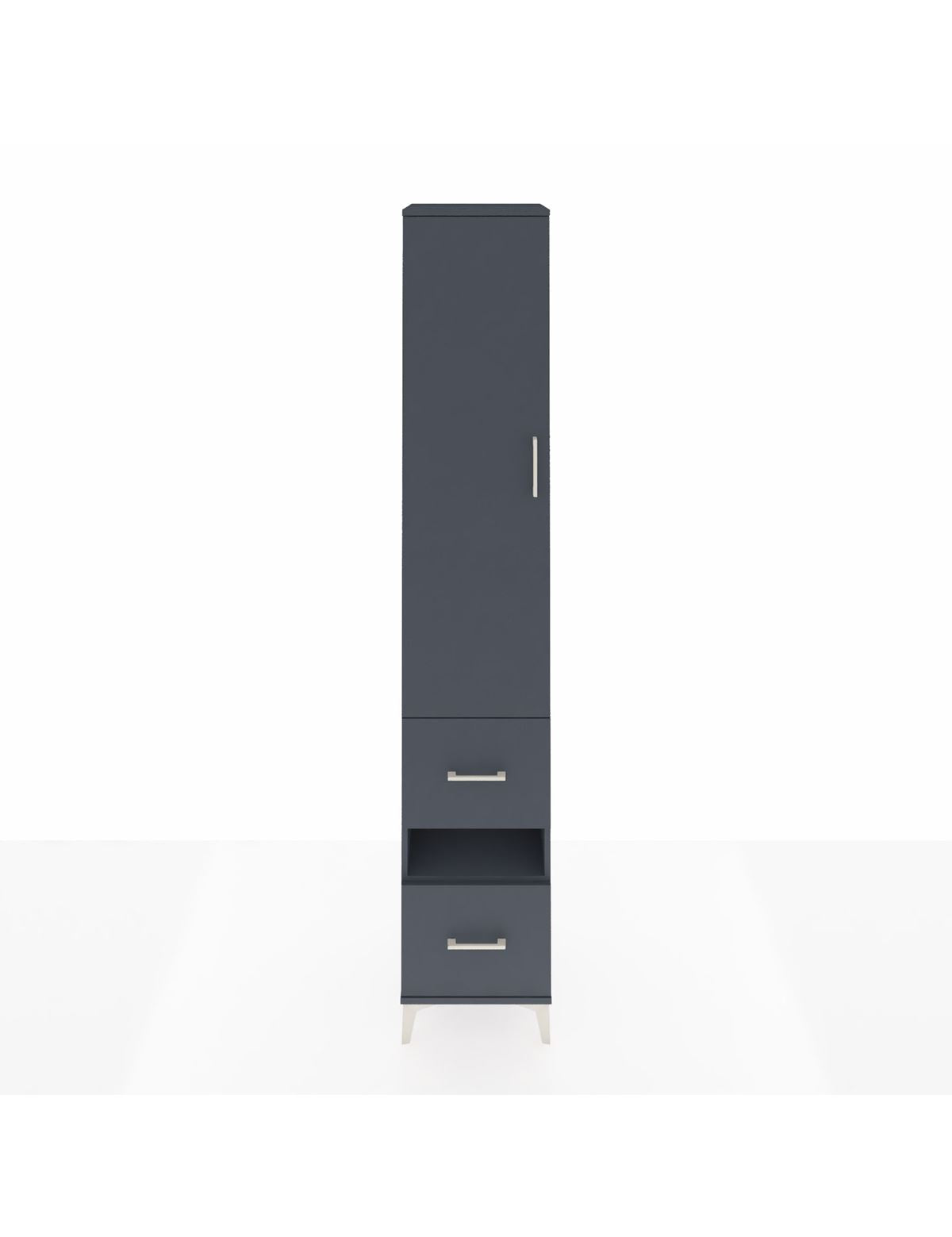 Hyperion Dolap 3 Raflı 2 Çekmeceli Tek Askılı 44x44x243 Antrasit-Antrasit