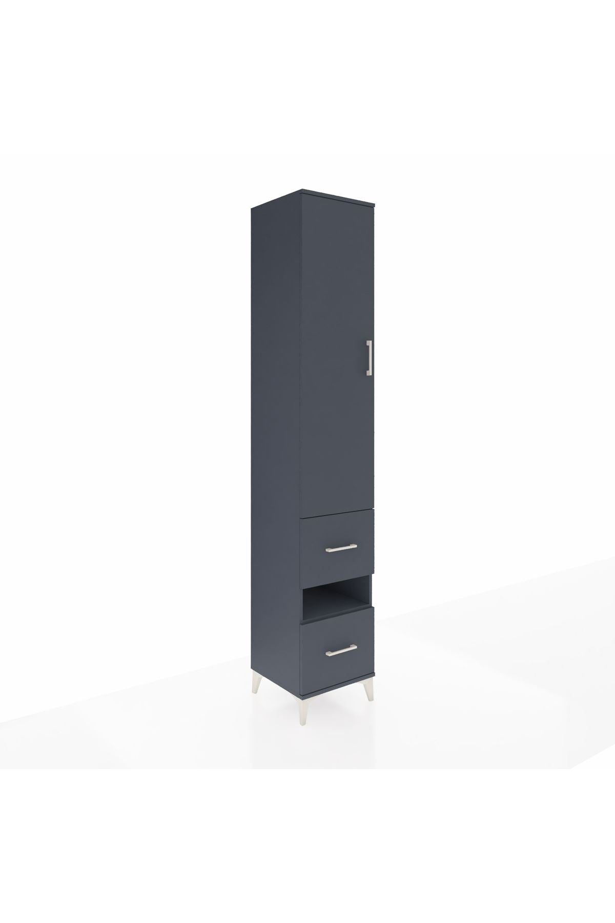 Hyperion Dolap 3 Raflı 2 Çekmeceli Tek Askılı 44x44x243 Antrasit-Antrasit