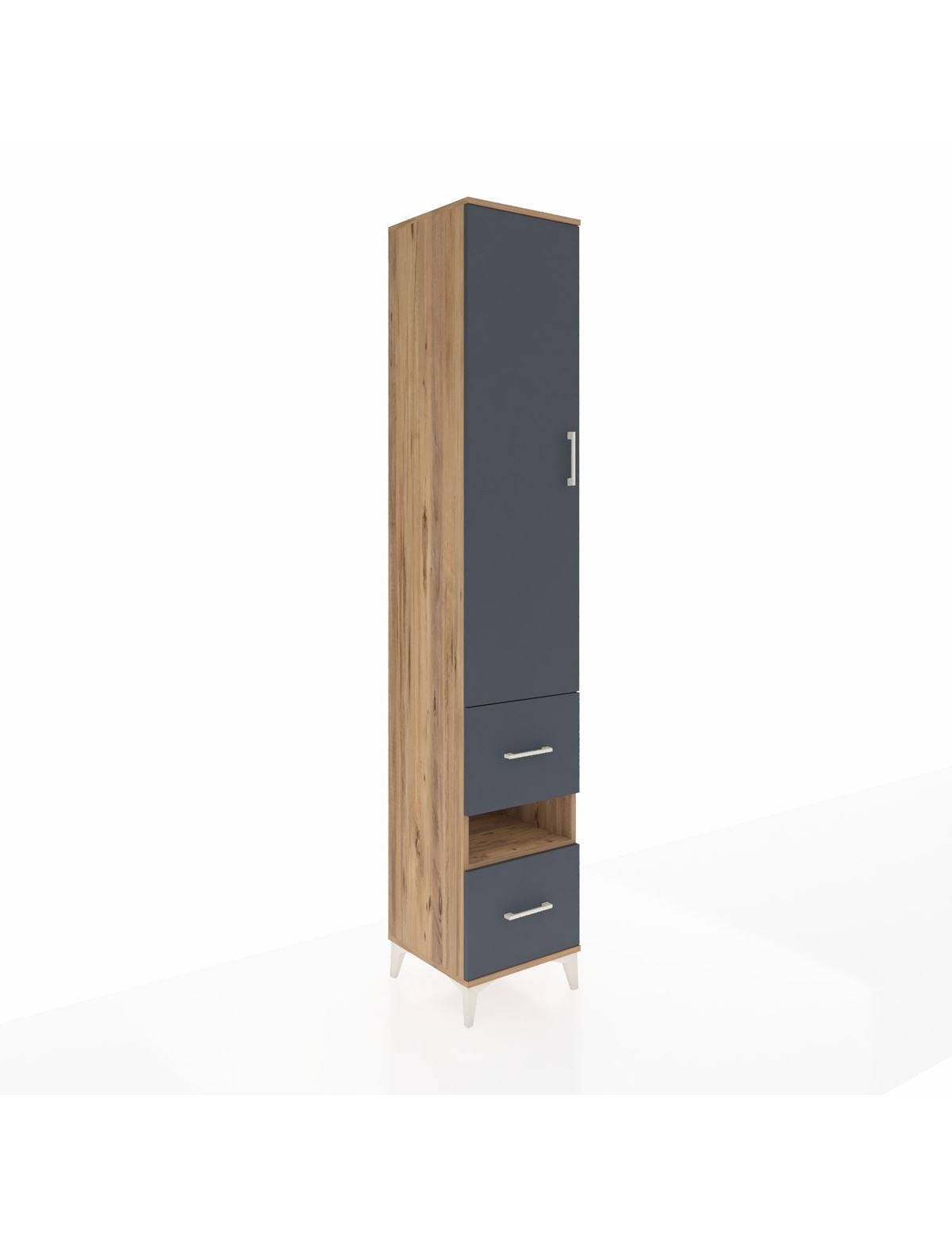 Hyperion Dolap 3 Raflı 2 Çekmeceli Tek Askılı 44x44x243 Çam-Antrasit