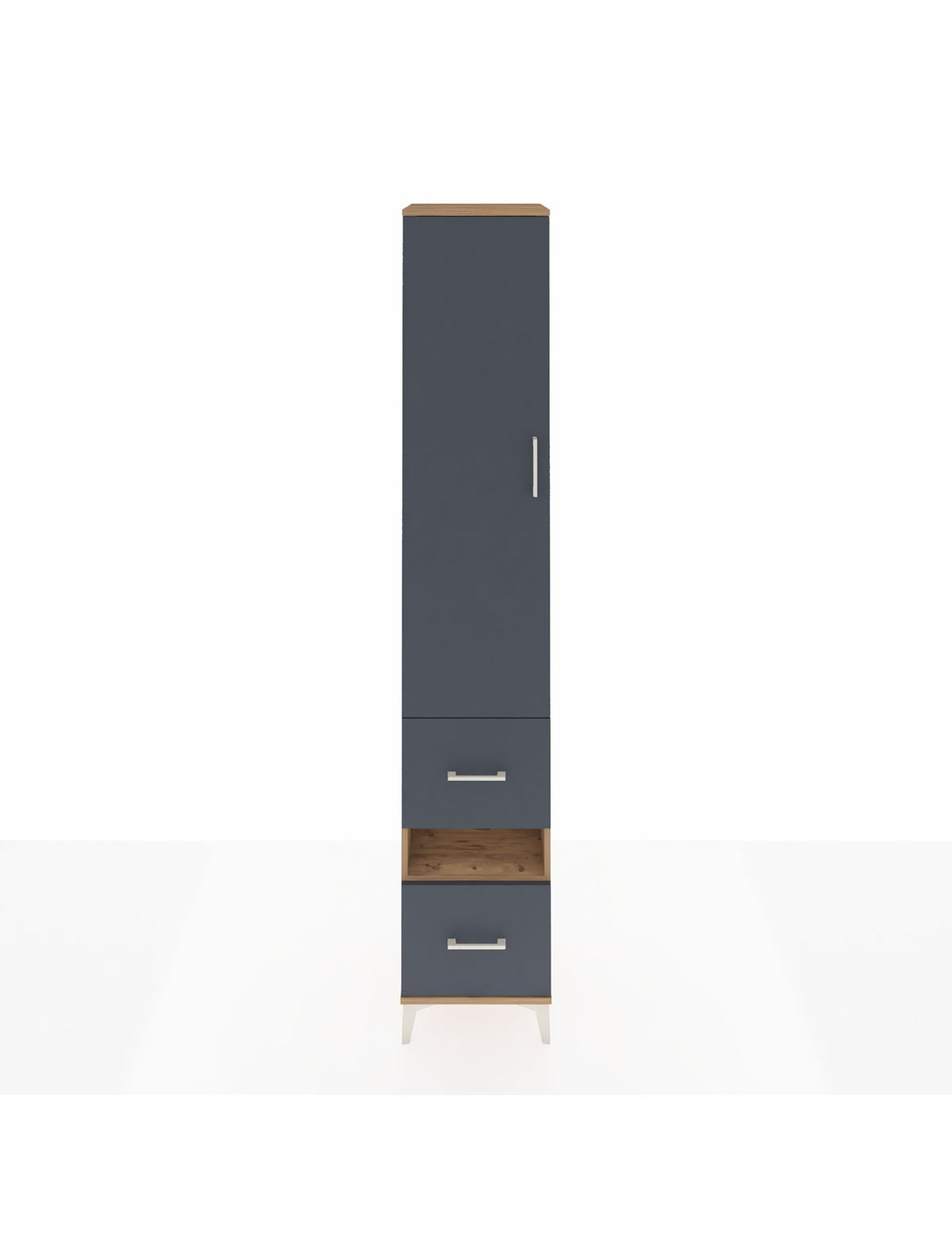 Hyperion Dolap 3 Raflı 2 Çekmeceli Tek Askılı 44x44x243 Çam-Antrasit