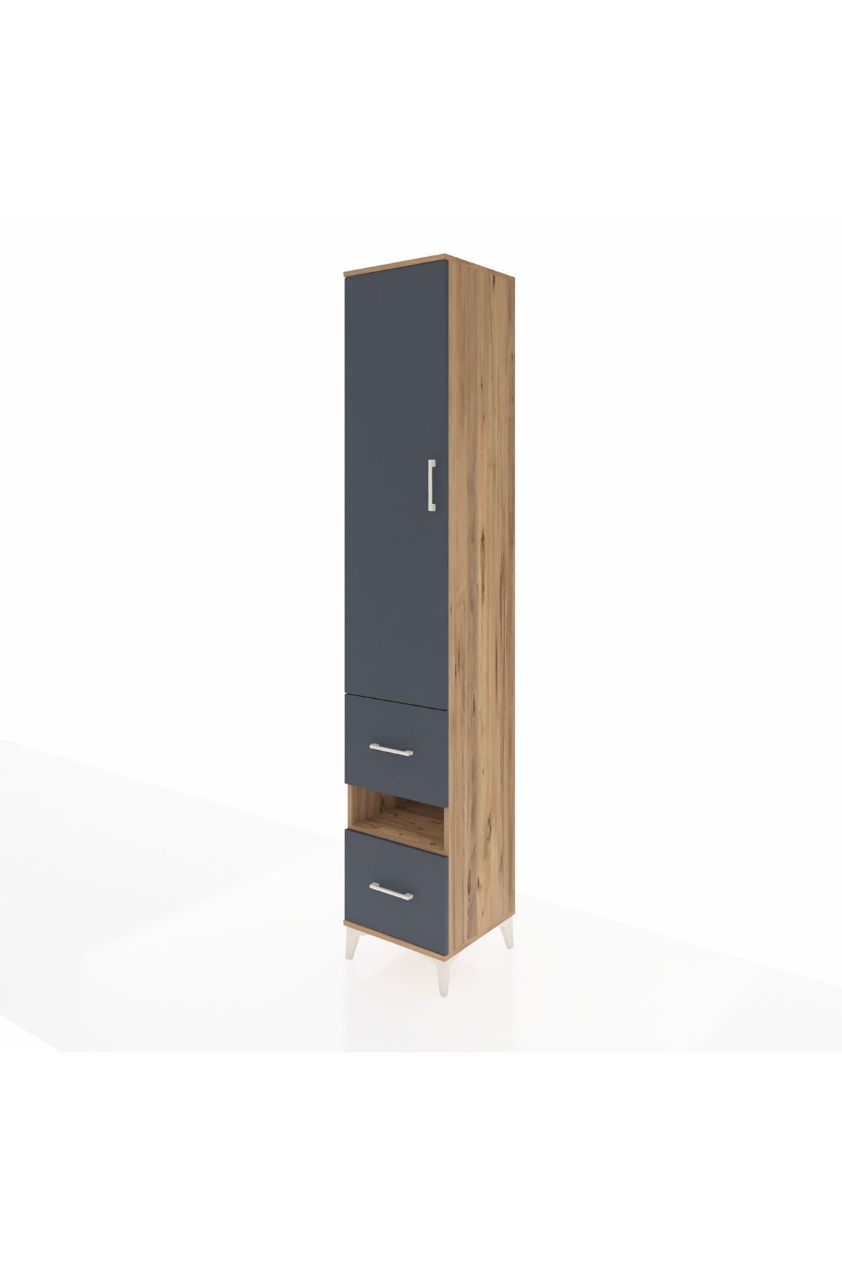 Hyperion Dolap 3 Raflı 2 Çekmeceli Tek Askılı 44x44x243 Çam-Antrasit