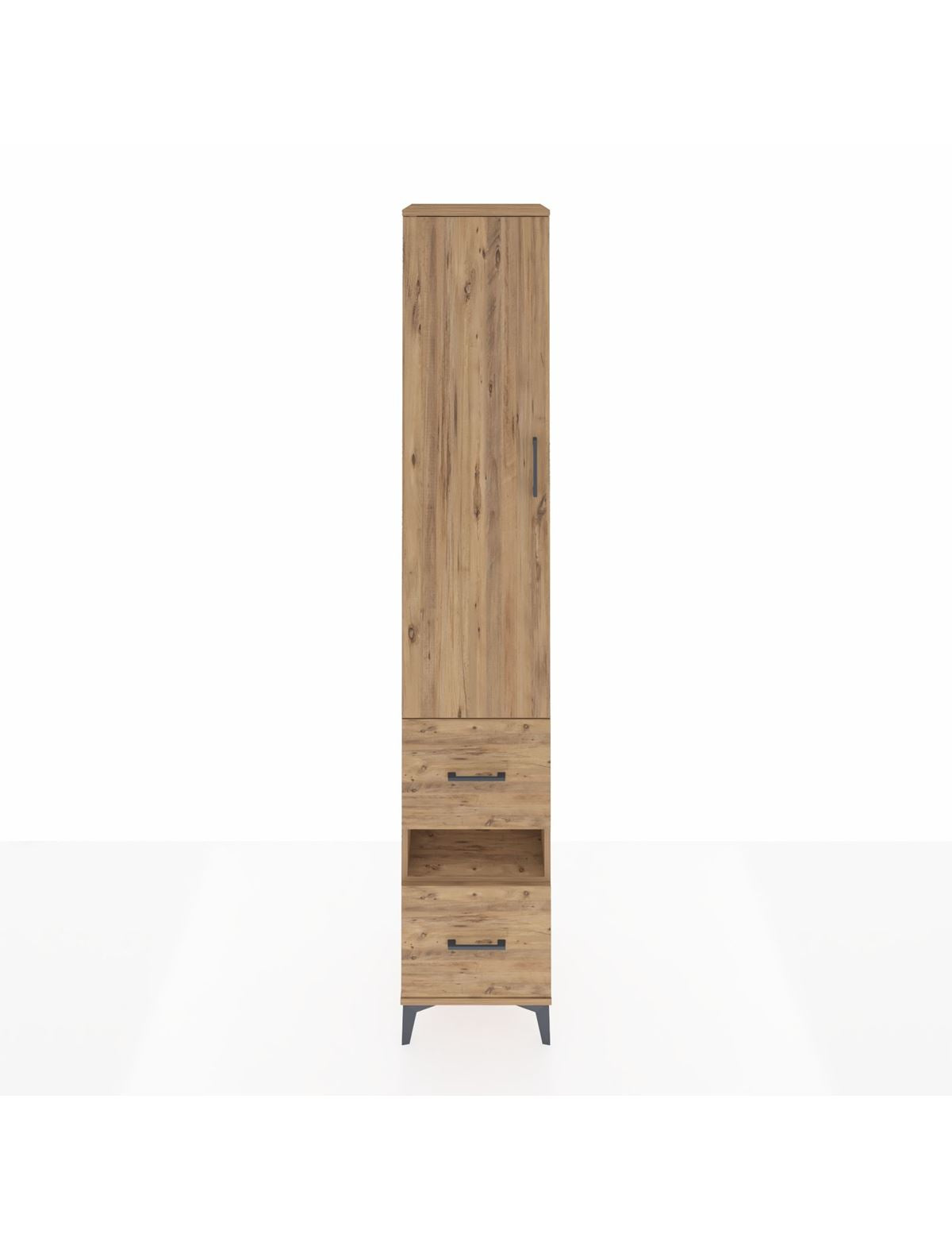 Hyperion Dolap 3 Raflı 2 Çekmeceli Tek Askılı 44x44x243 Çam-Çam