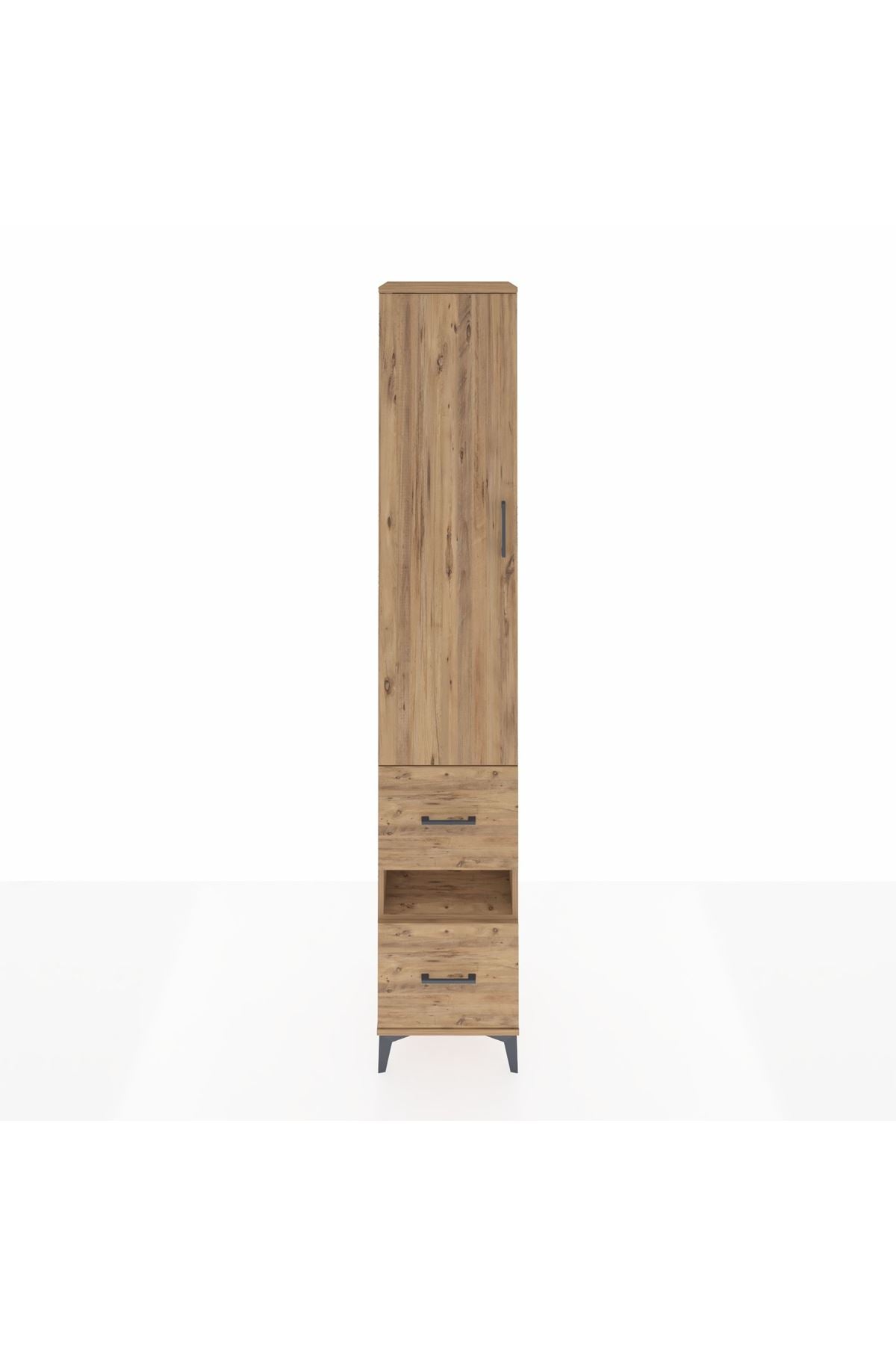 Hyperion Dolap 3 Raflı 2 Çekmeceli Tek Askılı 44x44x243 Çam-Çam