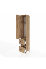 Hyperion Dolap 3 Raflı 2 Çekmeceli Tek Askılı 44x44x243 Çam-Çam