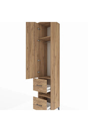 Hyperion Dolap 3 Raflı 2 Çekmeceli Tek Askılı 44x44x243 Çam-Çam