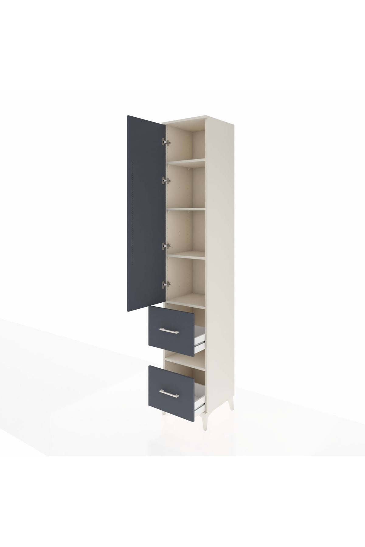 Hyperion Dolap 5 Raflı 2 Çekmeceli Tek Kapaklı 44x44x243 Aytaşı-Antrasit