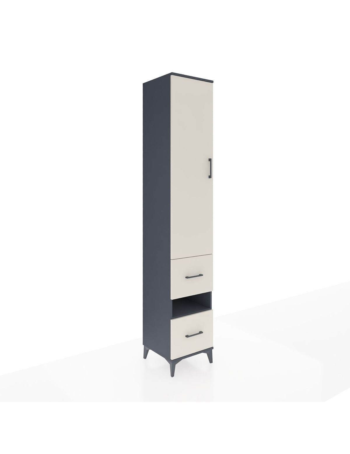 Hyperion Dolap 5 Raflı 2 Çekmeceli Tek Kapaklı 44x44x243 Antrasit-Aytaşı