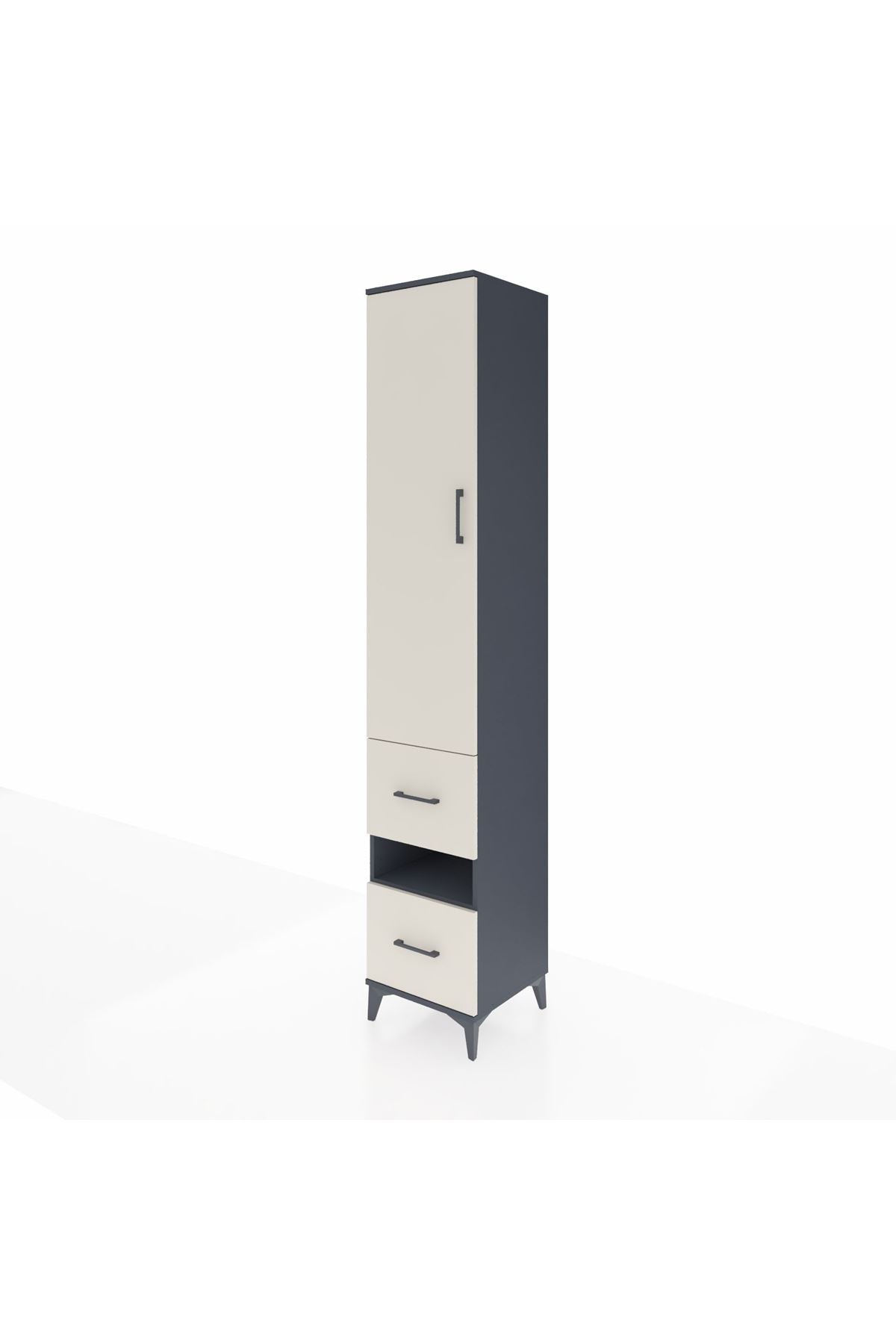 Hyperion Dolap 5 Raflı 2 Çekmeceli Tek Kapaklı 44x44x243 Antrasit-Aytaşı