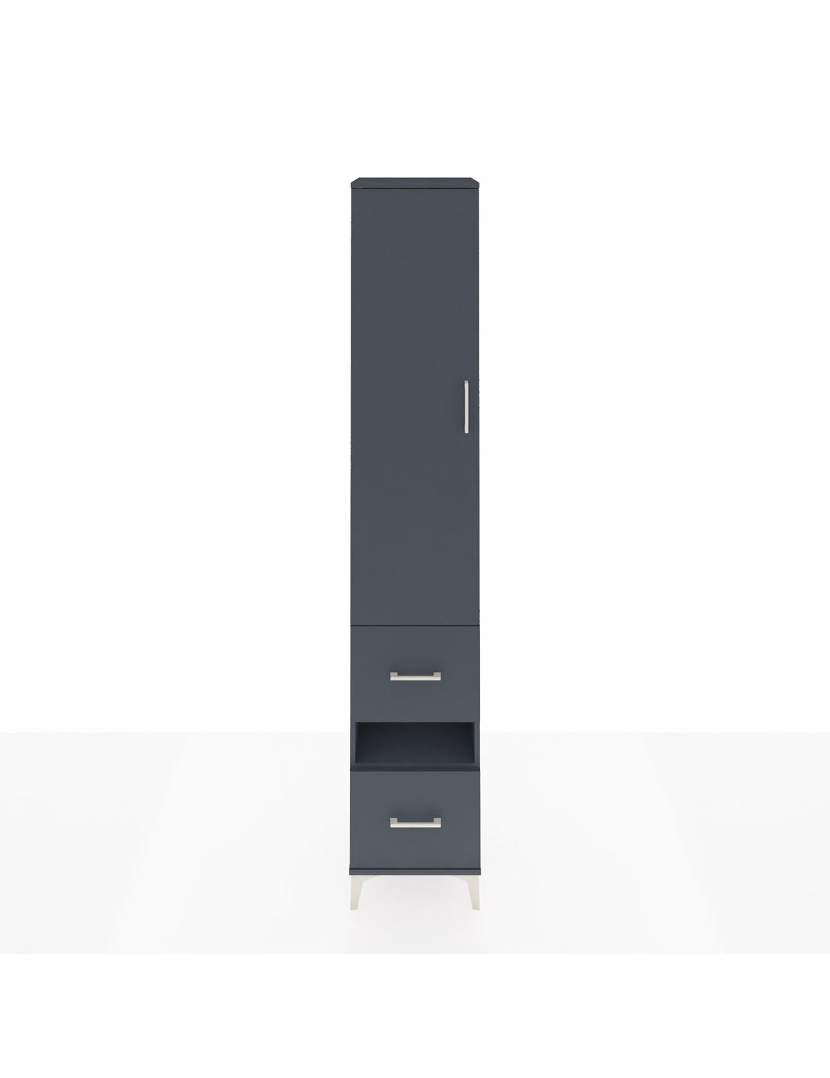 Hyperion Dolap 5 Raflı 2 Çekmeceli Tek Kapaklı 44x44x243 Antrasit-Antrasit