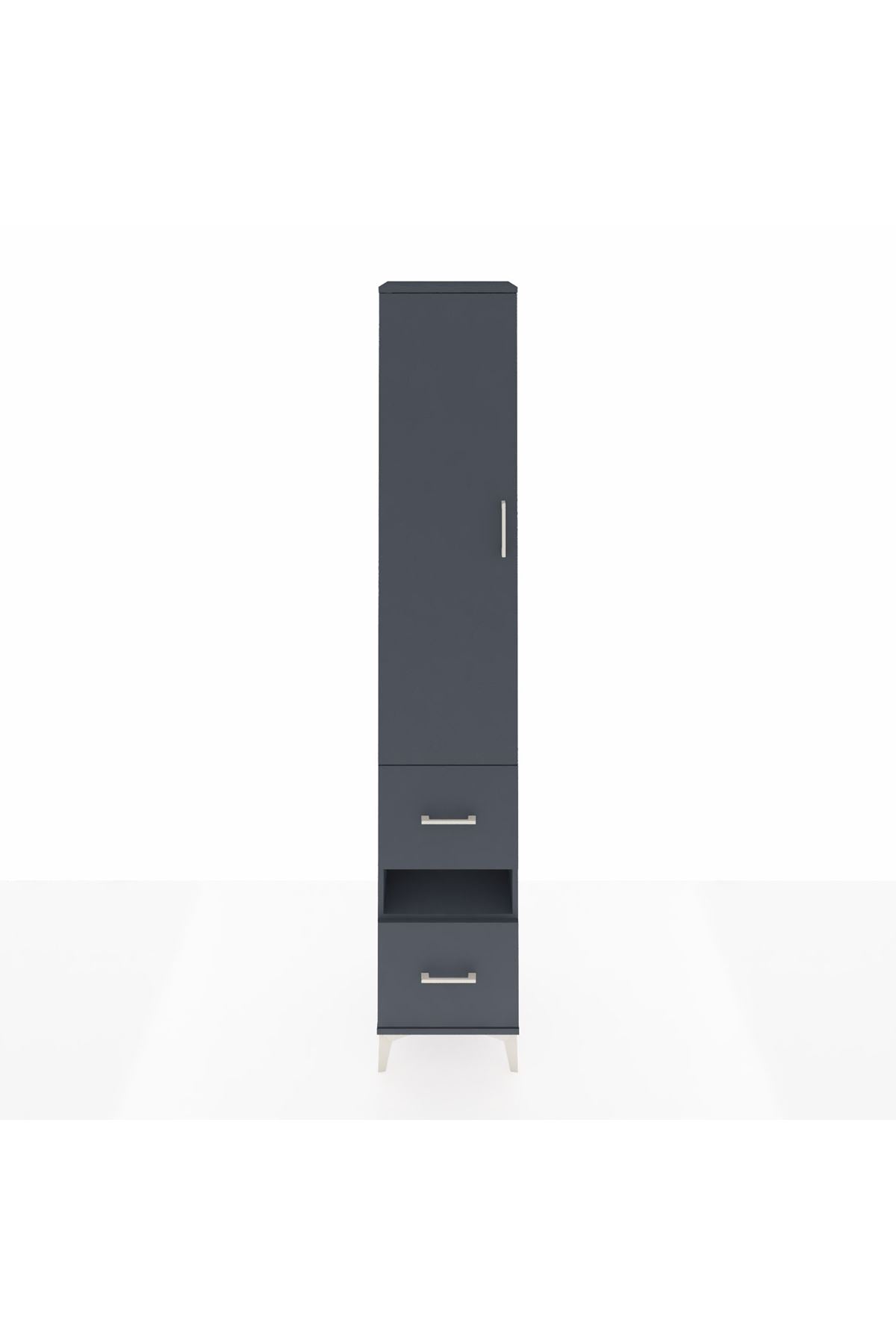 Hyperion Dolap 5 Raflı 2 Çekmeceli Tek Kapaklı 44x44x243 Antrasit-Antrasit
