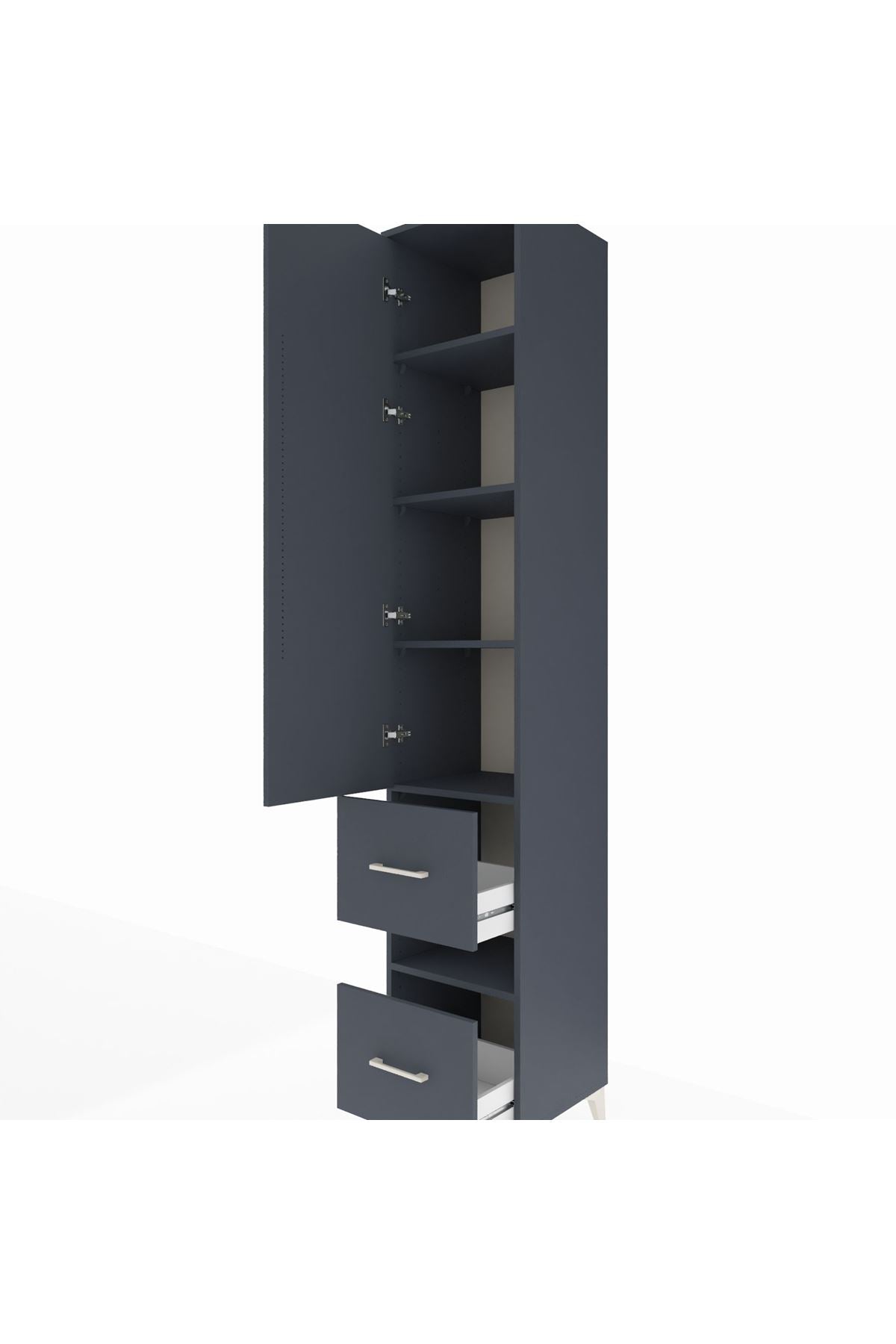 Hyperion Dolap 5 Raflı 2 Çekmeceli Tek Kapaklı 44x44x243 Antrasit-Antrasit