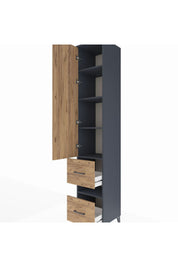 Hyperion Dolap 5 Raflı 2 Çekmeceli Tek Kapaklı 44x44x243 Antrasit-Çam