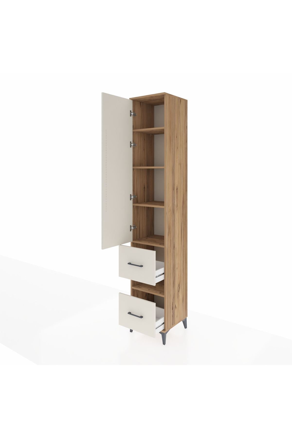 Hyperion Dolap 5 Raflı 2 Çekmeceli Tek Kapaklı 44x44x243 Çam-Aytaşı