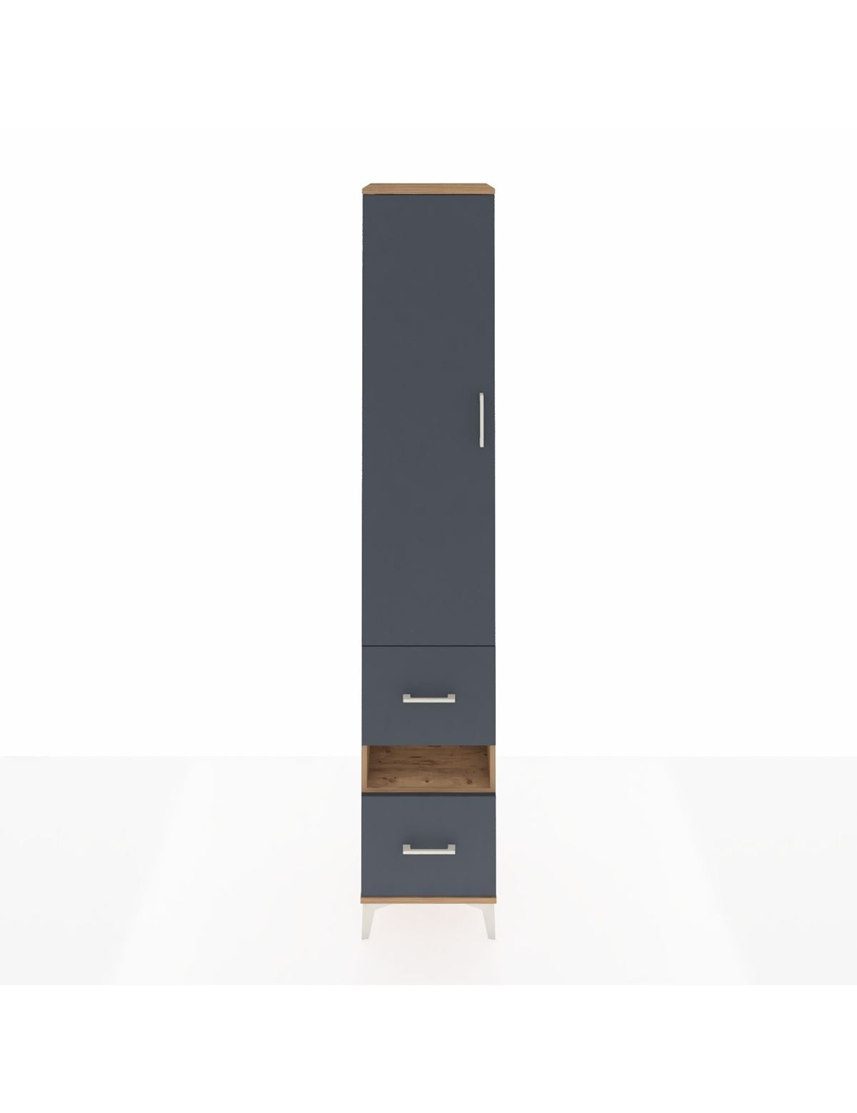 Hyperion Dolap 5 Raflı 2 Çekmeceli Tek Kapaklı 44x44x243 Çam-Antrasit