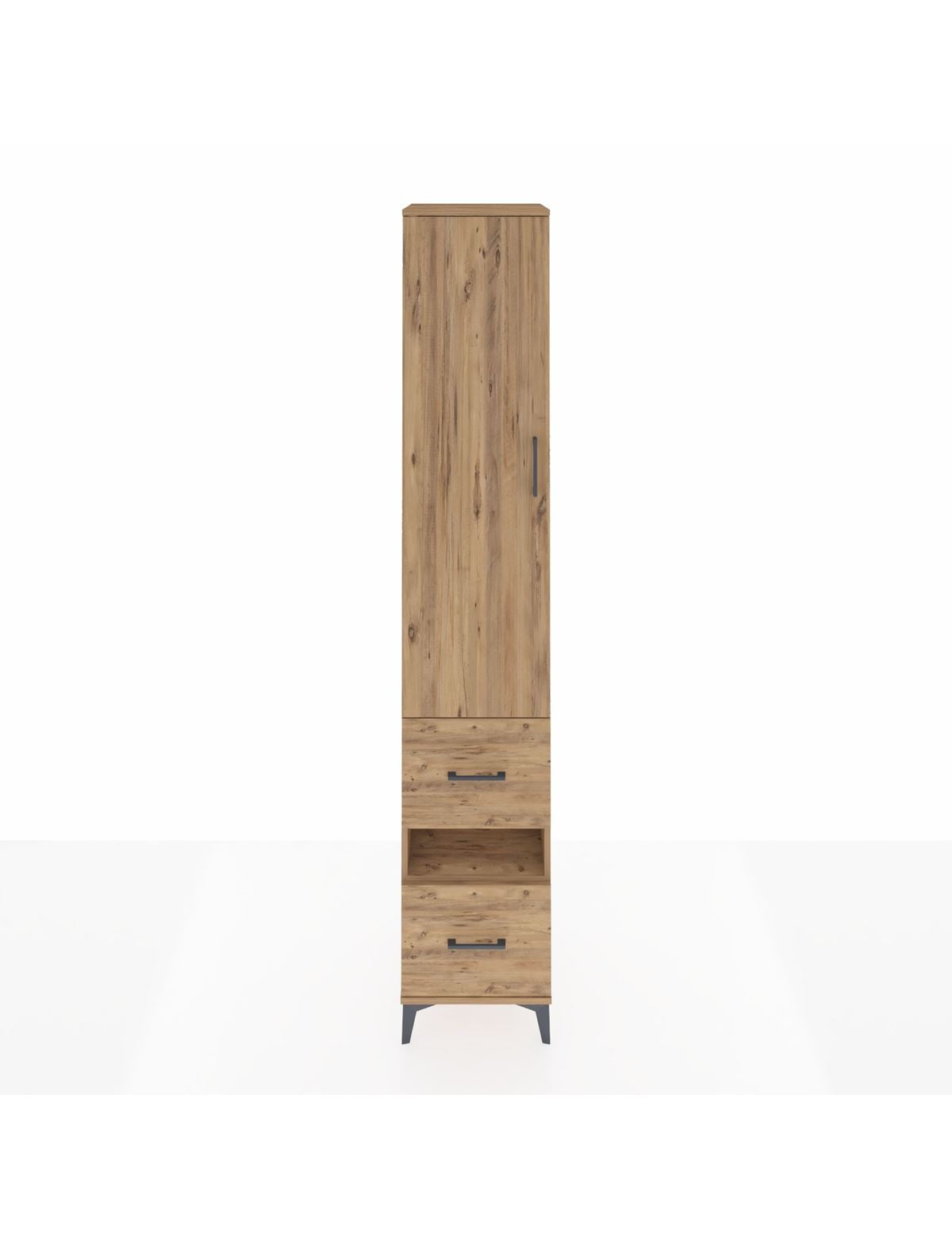 Hyperion Dolap 5 Raflı 2 Çekmeceli Tek Kapaklı 44x44x243 Çam-Çam