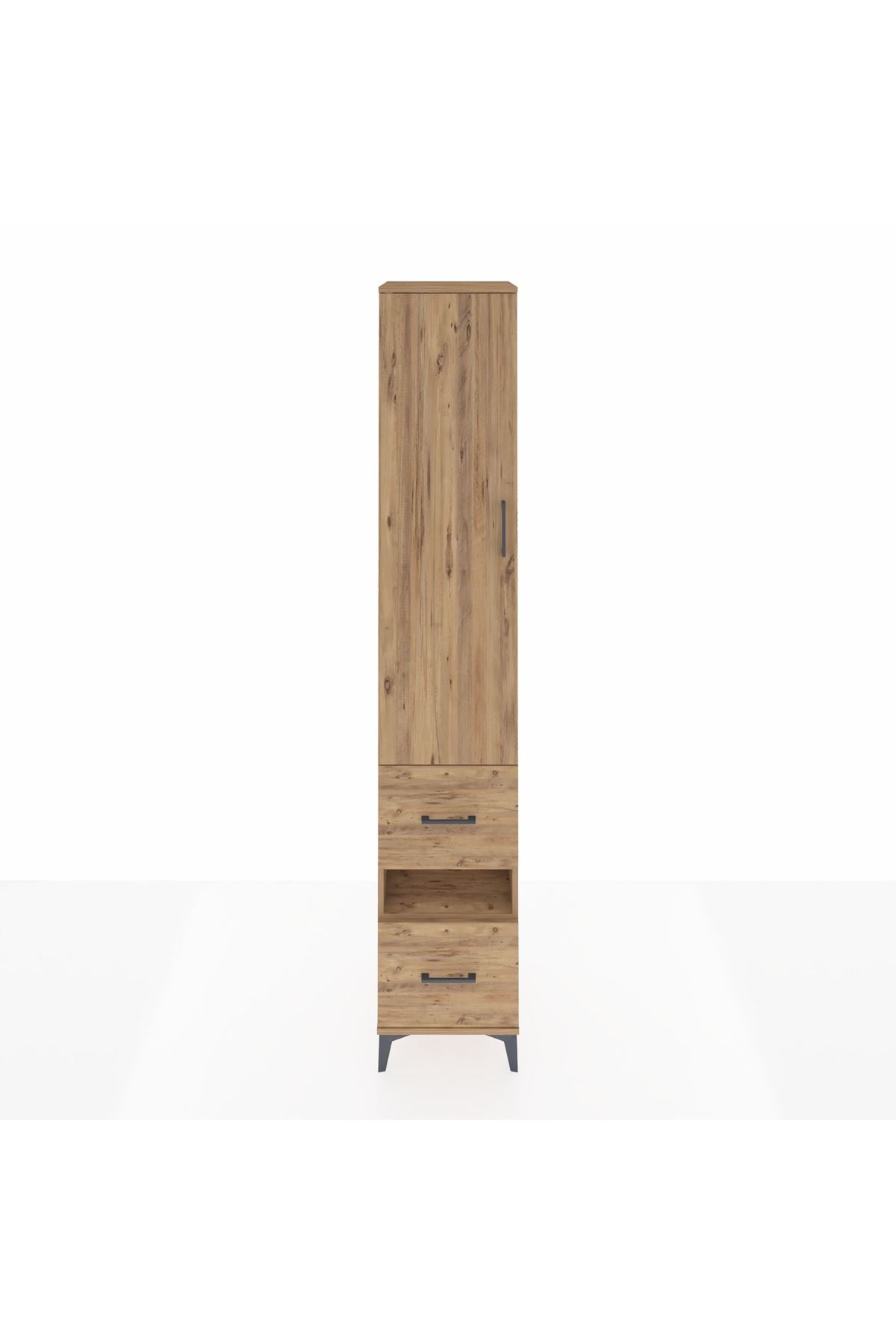 Hyperion Dolap 5 Raflı 2 Çekmeceli Tek Kapaklı 44x44x243 Çam-Çam