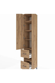 Hyperion Dolap 5 Raflı 2 Çekmeceli Tek Kapaklı 44x44x243 Çam-Çam