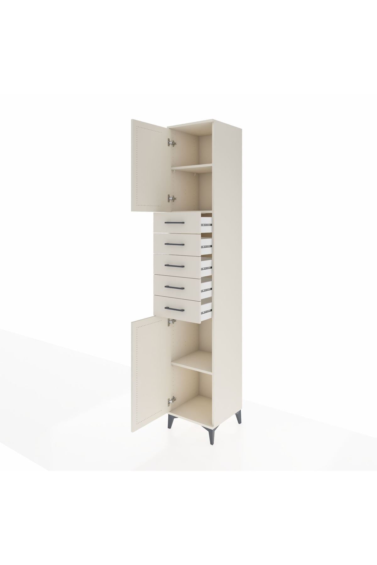 Hyperion Dolap 3 Raflı 5 Çekmeceli 2 Kapaklı 44x44x243 Aytaşı-Aytaşı