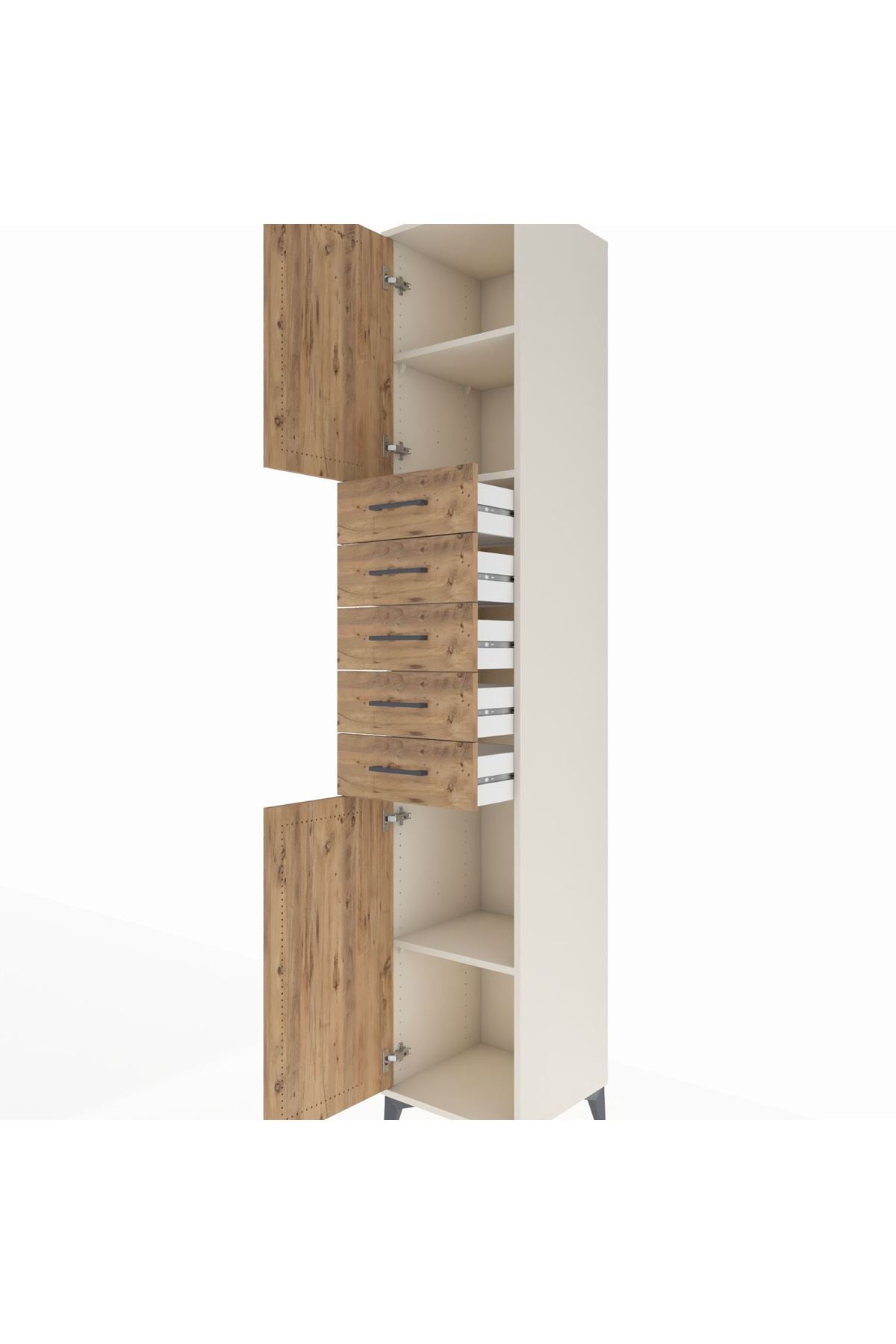 Hyperion Dolap 3 Raflı 5 Çekmeceli 2 Kapaklı 44x44x243 Aytaşı-Çam