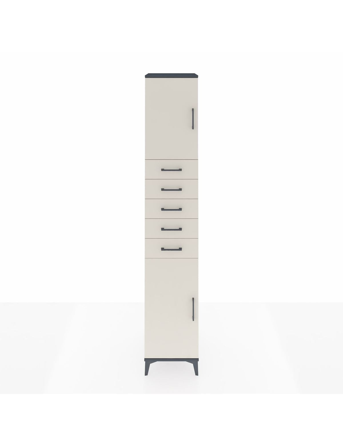 Hyperion Dolap 3 Raflı 5 Çekmeceli 2 Kapaklı 44x44x243 Antrasit-Aytaşı