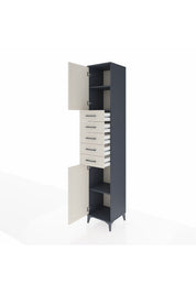 Hyperion Dolap 3 Raflı 5 Çekmeceli 2 Kapaklı 44x44x243 Antrasit-Aytaşı