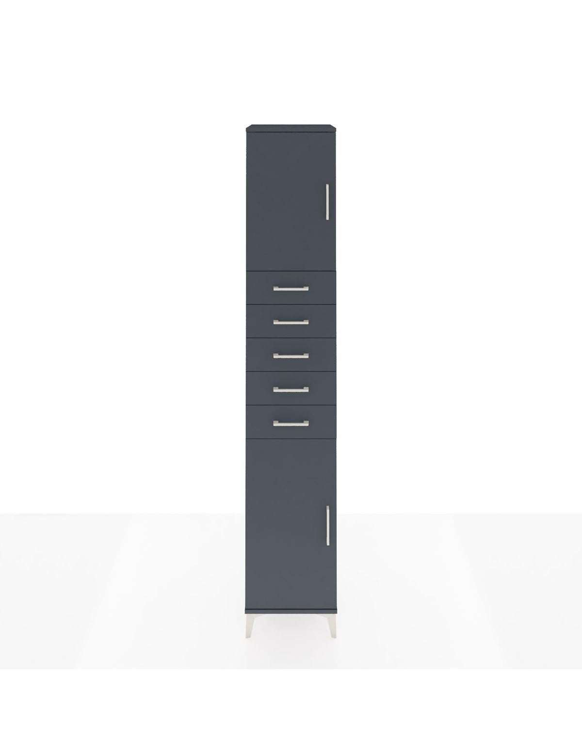 Hyperion Dolap 3 Raflı 5 Çekmeceli 2 Kapaklı 44x44x243 Antrasit-Antrasit