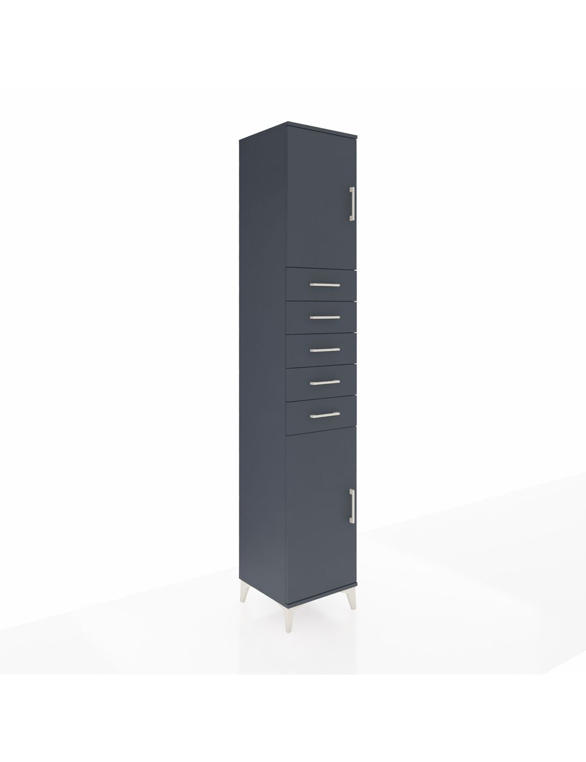 Hyperion Dolap 3 Raflı 5 Çekmeceli 2 Kapaklı 44x44x243 Antrasit-Antrasit