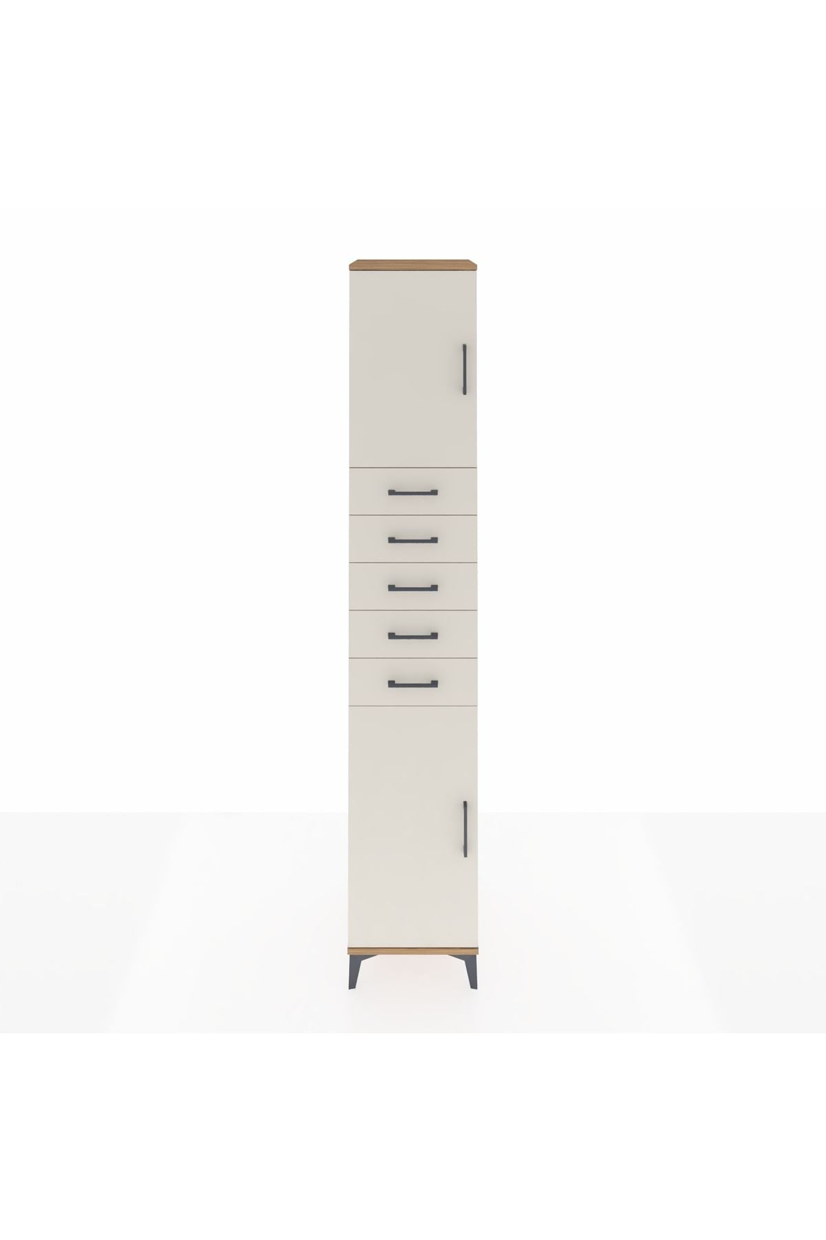 Hyperion Dolap 3 Raflı 5 Çekmeceli 2 Kapaklı 44x44x243 Çam-Aytaşı