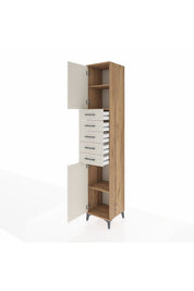 Hyperion Dolap 3 Raflı 5 Çekmeceli 2 Kapaklı 44x44x243 Çam-Aytaşı