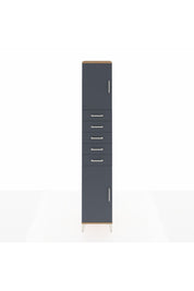 Hyperion Dolap 3 Raflı 5 Çekmeceli 2 Kapaklı 44x44x243 Çam-Antrasit