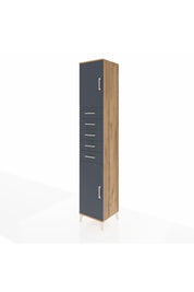 Hyperion Dolap 3 Raflı 5 Çekmeceli 2 Kapaklı 44x44x243 Çam-Antrasit