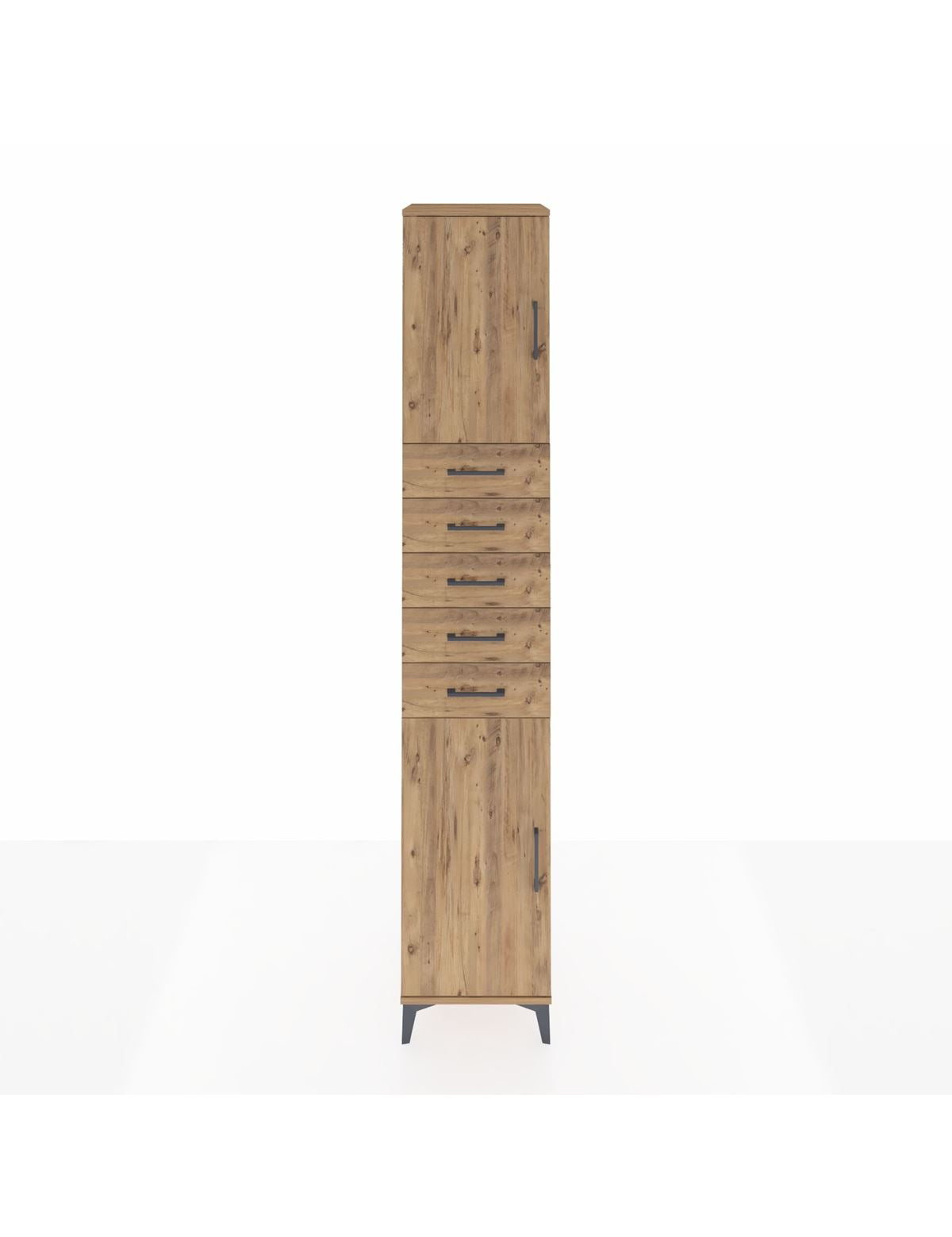 Hyperion Dolap 3 Raflı 5 Çekmeceli 2 Kapaklı 44x44x243 Çam-Çam