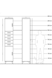 Hyperion Dolap 3 Raflı 5 Çekmeceli 2 Kapaklı 44x44x243 Çam-Antrasit