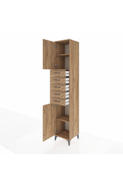 Hyperion Dolap 3 Raflı 5 Çekmeceli 2 Kapaklı 44x44x243 Çam-Çam