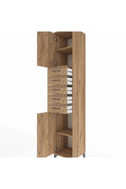 Hyperion Dolap 3 Raflı 5 Çekmeceli 2 Kapaklı 44x44x243 Çam-Çam