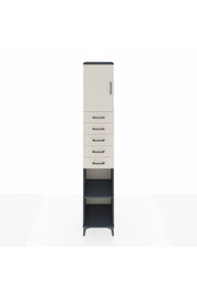 Hyperion Dolap 3 Raflı 5 Çekmeceli Tek Kapaklı 44x44x243 Antrasit-Aytaşı