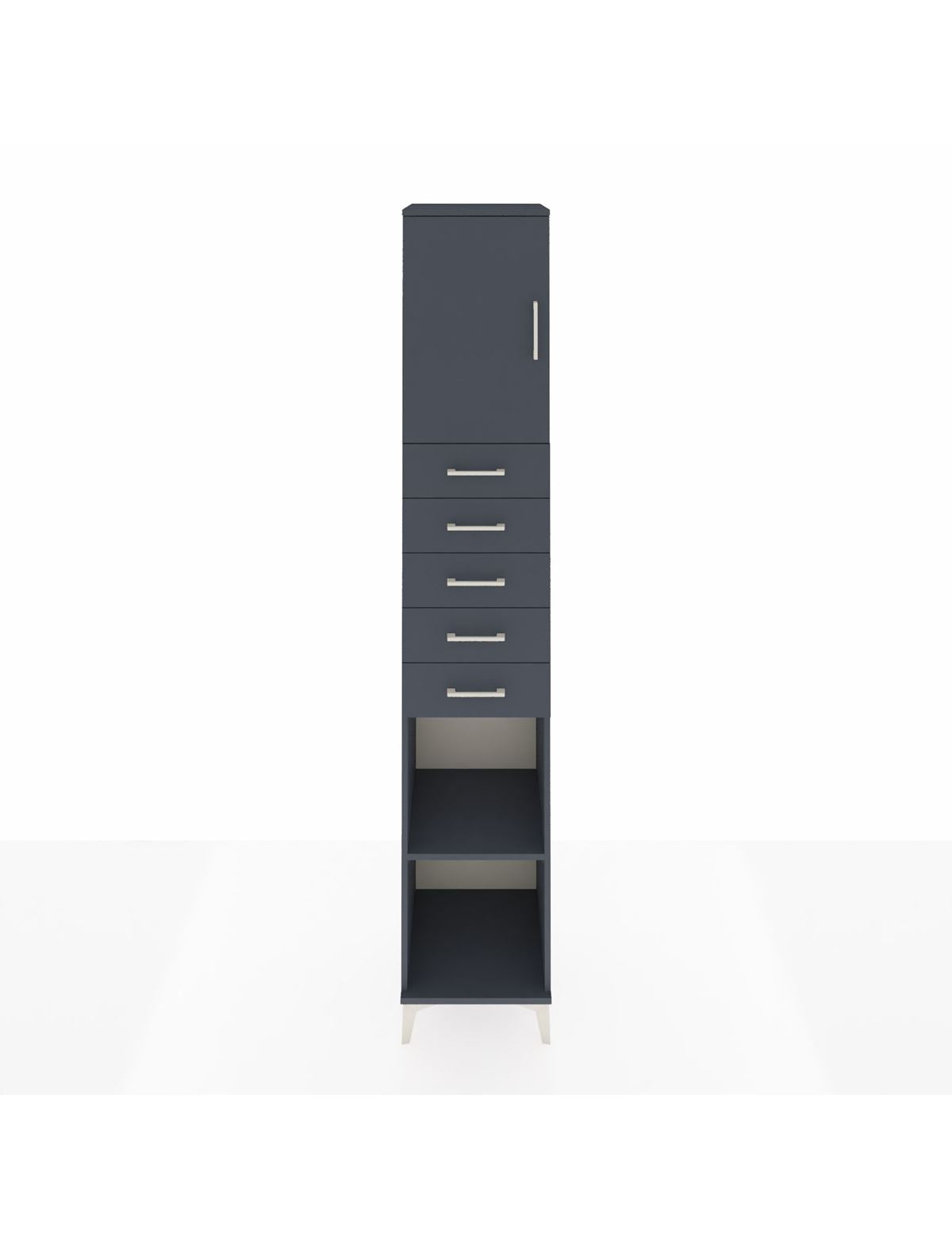 Hyperion Dolap 3 Raflı 5 Çekmeceli Tek Kapaklı 44x44x243 Antrasit-Antrasit