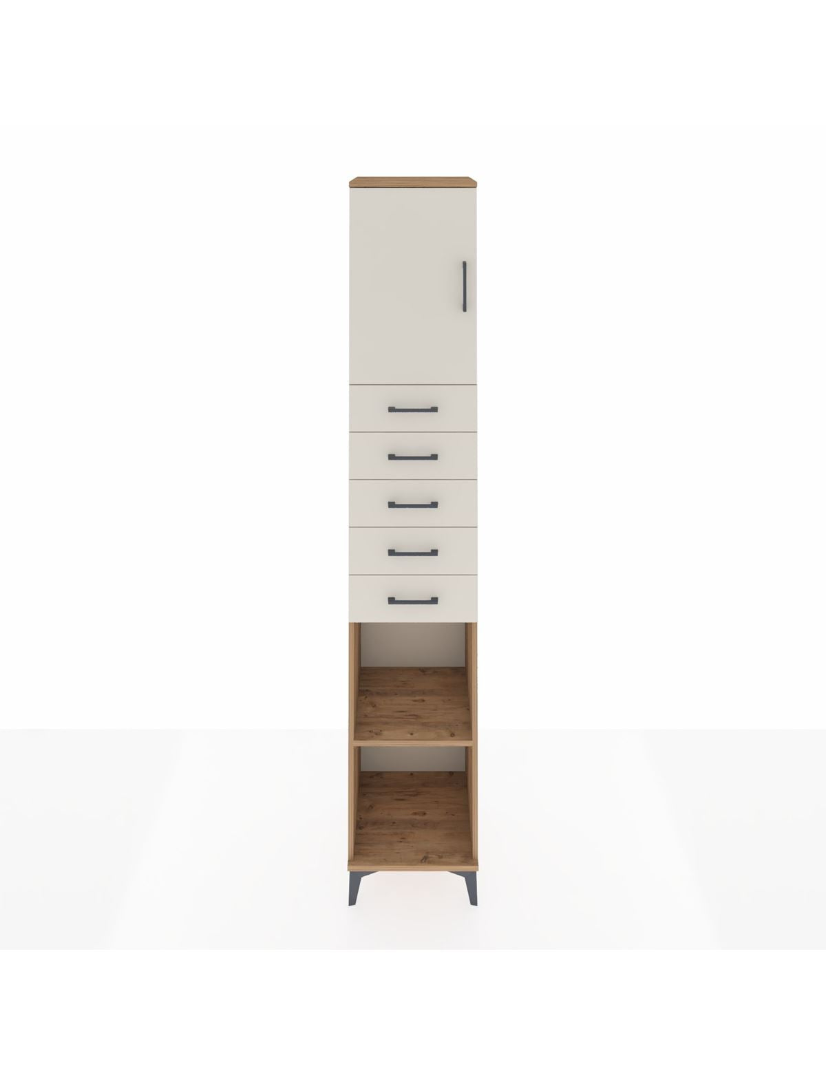 Hyperion Dolap 3 Raflı 5 Çekmeceli Tek Kapaklı 44x44x243 Çam-Aytaşı